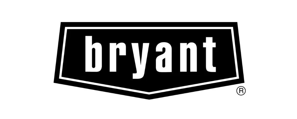 Bryant Home Comfort logo. White lettering in a black pentagon shape. Bryant HVAC systems for home comfort in Phoenix, AZ.