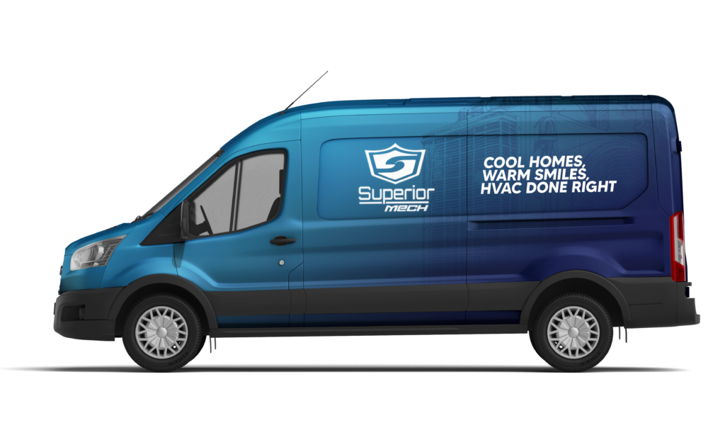 HVAC service van with company logo. Cool homes, warm smiles, HVAC done right. Home comfort solutions in Phoenix, AZ.