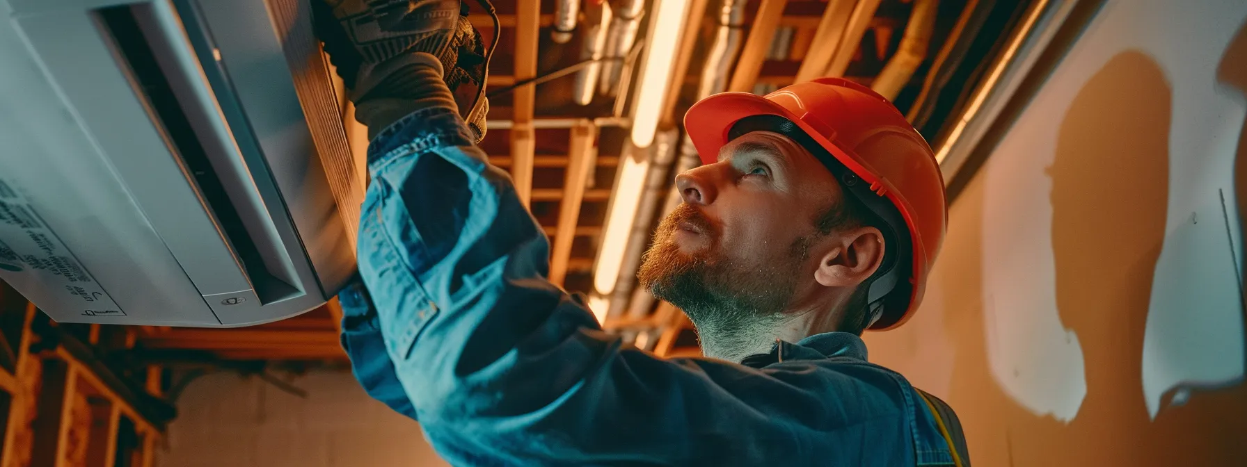 technician installing heater