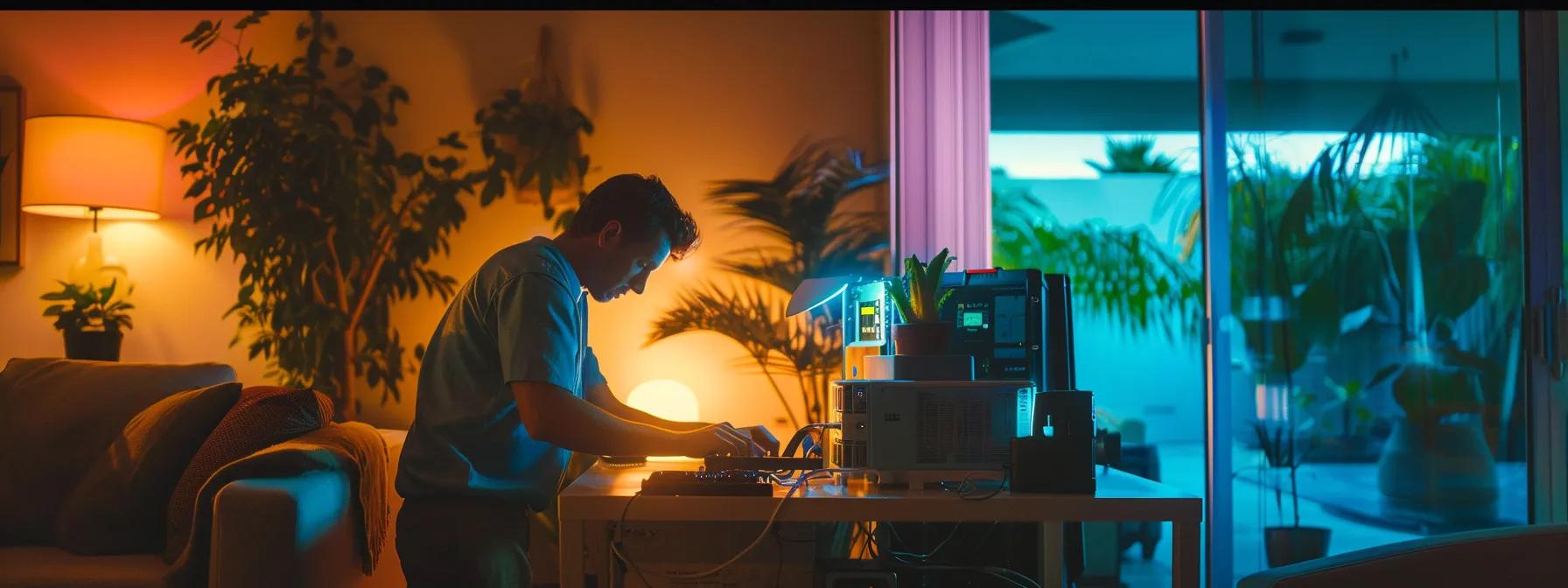 a professional technician in a modern phoenix home meticulously examines a residential air conditioning unit, surrounded by diagnostic equipment and clear visual indicators of malfunction, under bright indoor led lighting to emphasize the urgency of ac maintenance amid the city's extreme heat. a professional technician in a modern phoenix home meticulously examines a residential air conditioning unit, surrounded by diagnostic equipment and clear visual indicators of malfunction, under bright indoor led lighting to emphasize the urgency of ac maintenance amid the city's extreme heat.
